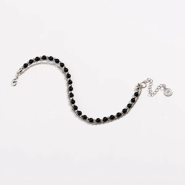 Black Beaded Friendship Bracelet