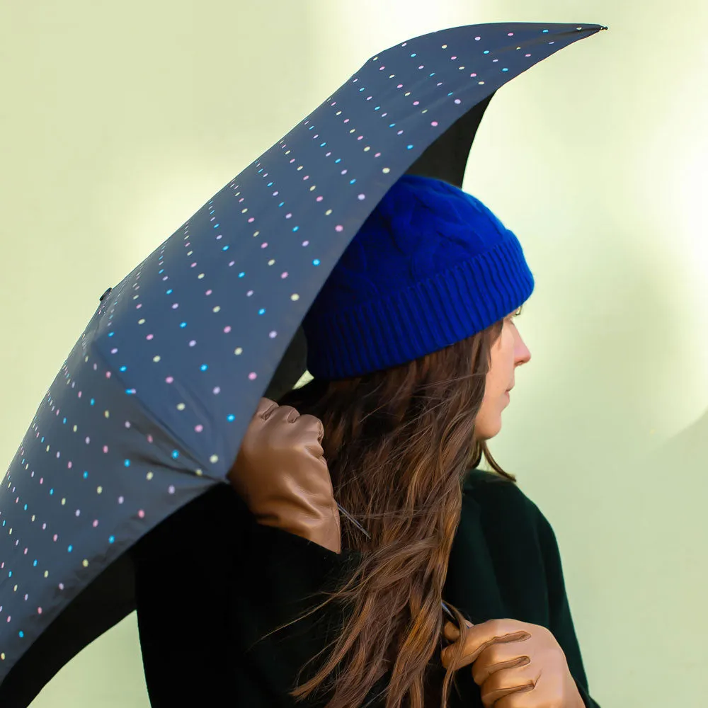 Black Spotty UV Protective Folding Umbrella