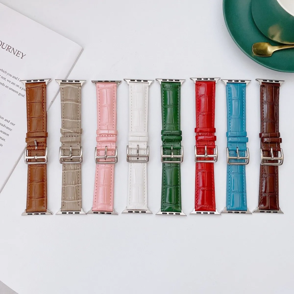 Blue Crocodile Grain Leather Band
