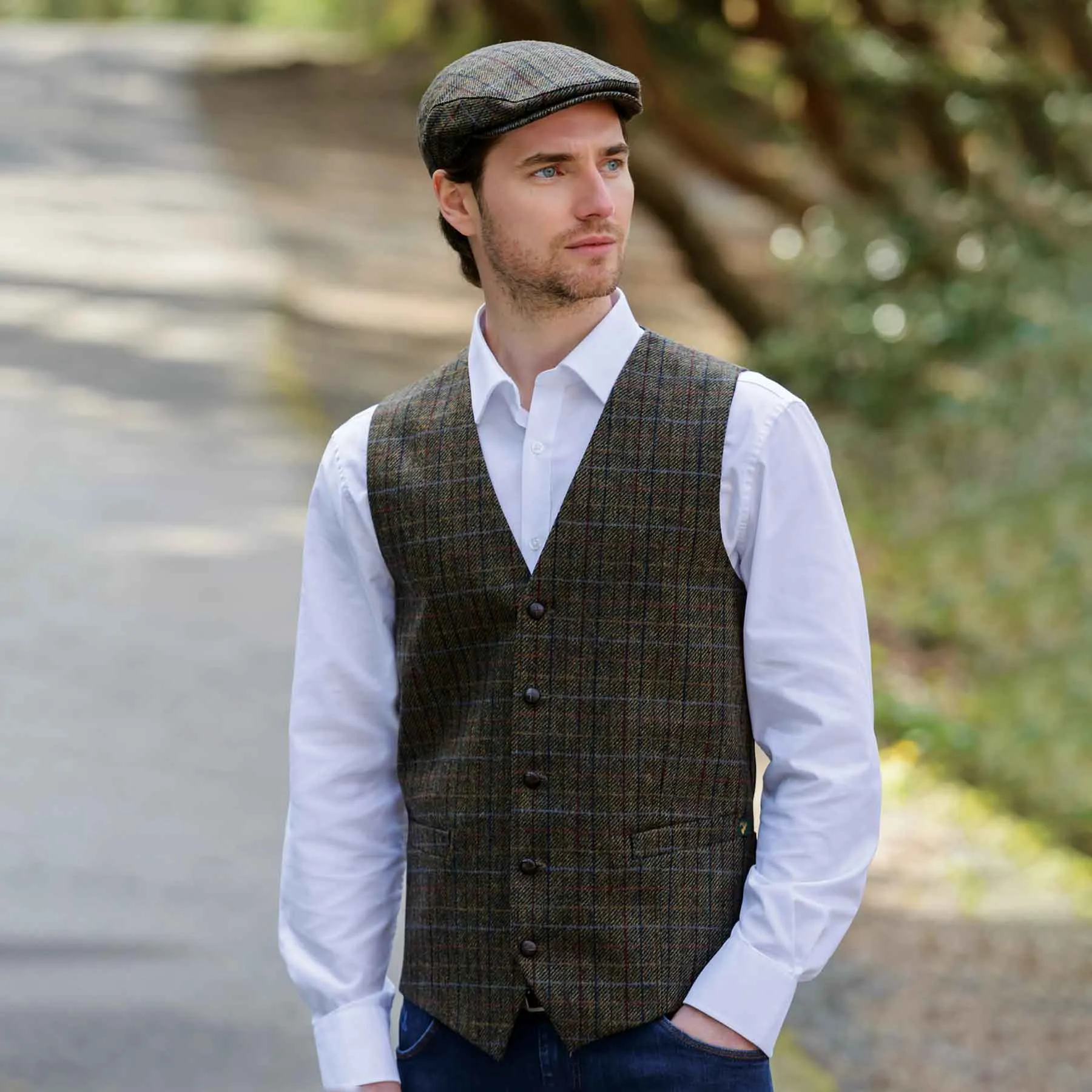 Blue Green Plaid Trinity Cap