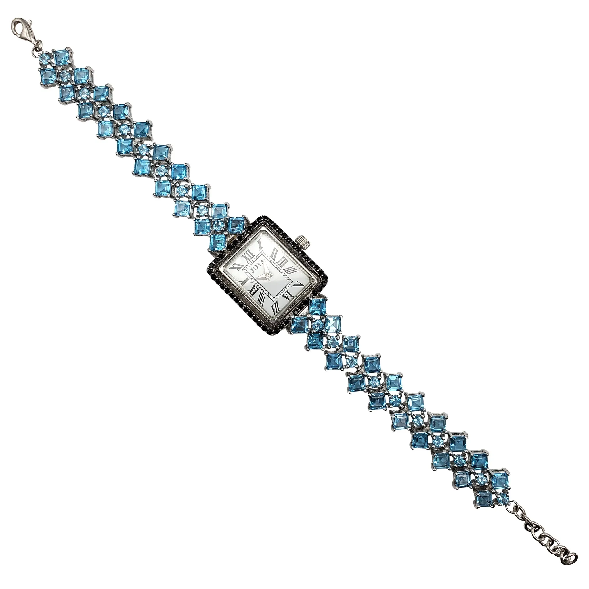Blue Zirconia & Black Onyx JOYA Watch (Silver)