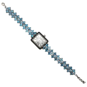 Blue Zirconia & Black Onyx JOYA Watch (Silver)