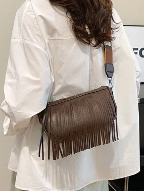 Boho Chic Fringe & Studded Crossbody Bag