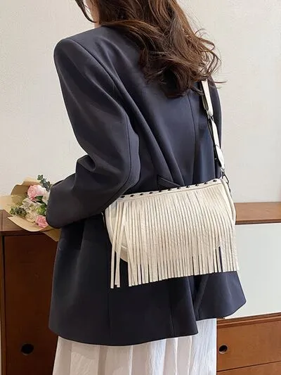 Boho Chic Fringe & Studded Crossbody Bag