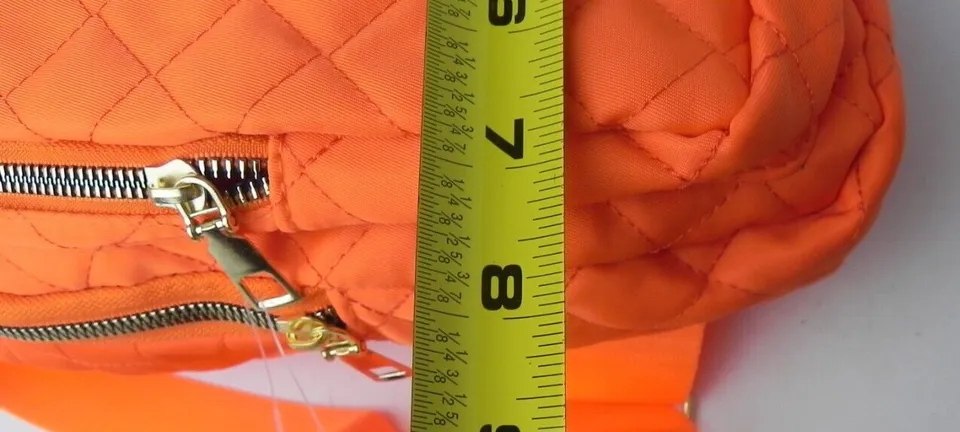 Bright Orange Quilted Sling Bag Crossbody Traveler Double Zip Backpack