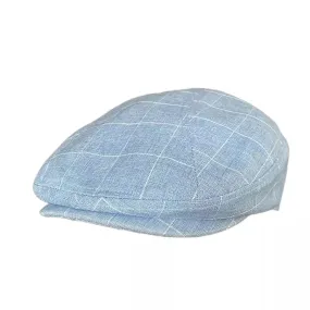 British Plaid Blue Cotton Flat Cap