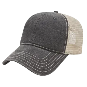 Cap America i3027 - Washed Pigment Dyed Trucker Mesh Cap - Blank