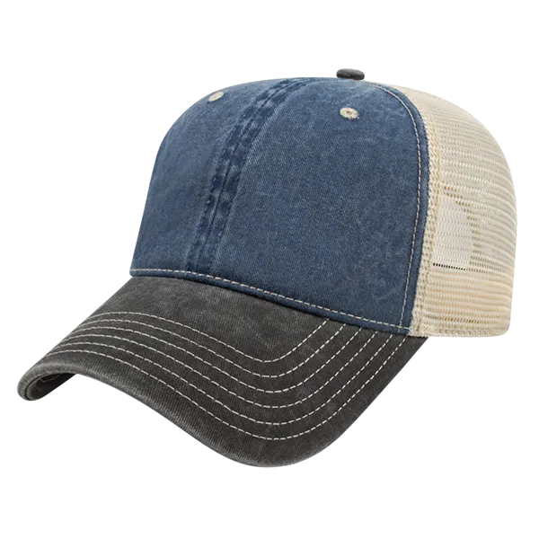 Cap America i3027 - Washed Pigment Dyed Trucker Mesh Cap - Blank