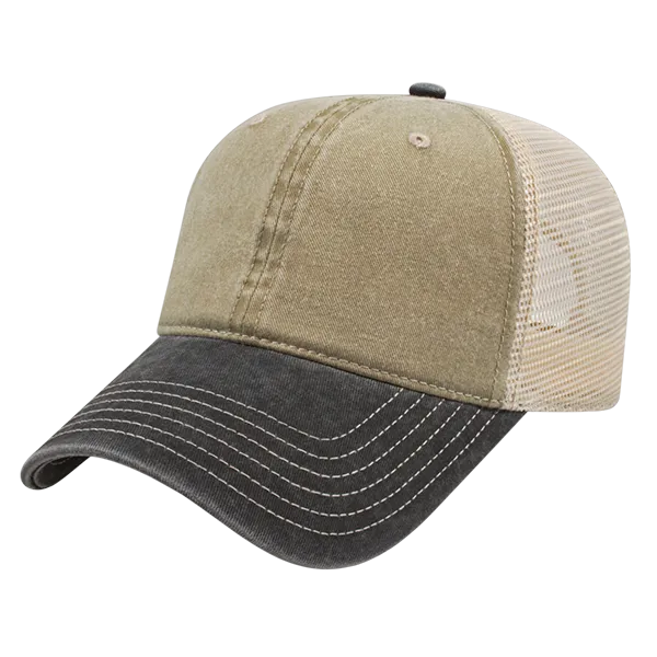 Cap America i3027 - Washed Pigment Dyed Trucker Mesh Cap - Blank