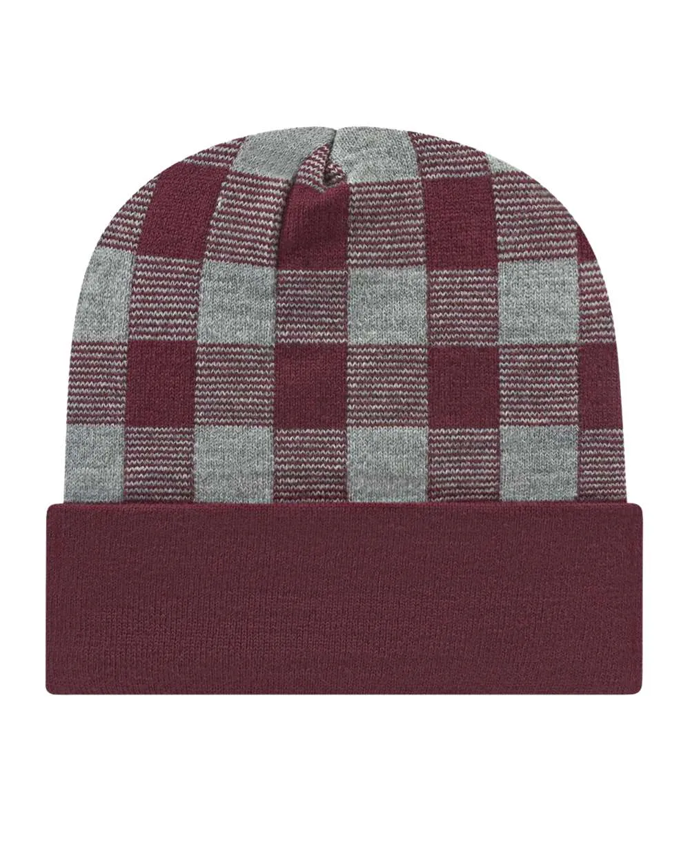 Cap America RKP12 - USA-Made Plaid Beanie, Checkered Knit Cap