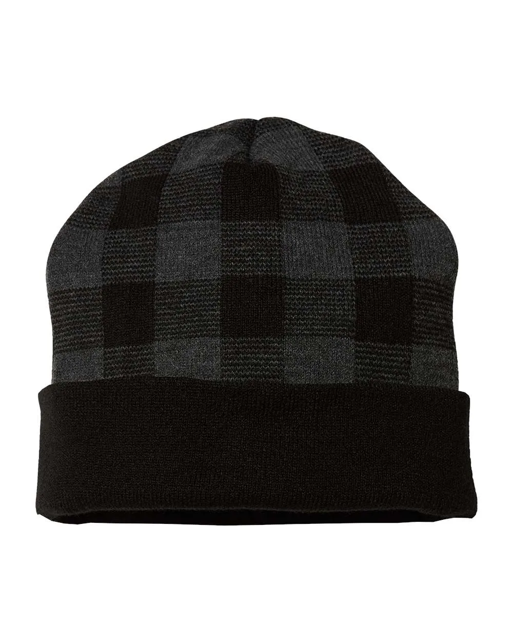 Cap America RKP12 - USA-Made Plaid Beanie, Checkered Knit Cap