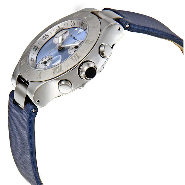 Cartier Chronoscaph Silvered Blue Sunburst Dial Chronograph Ladies Watch W1020013