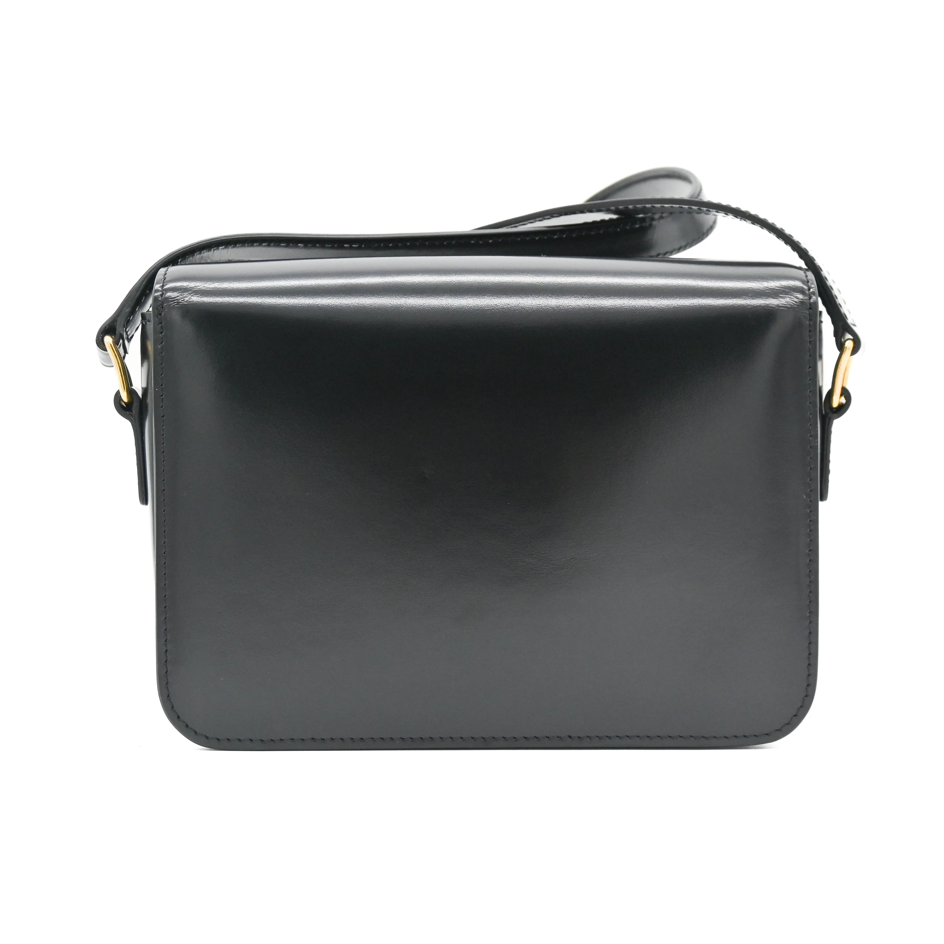 Celine Triomphe Bag in Shiny Black Calfskin