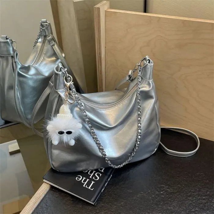 Chain Strap Faux Leather Crossbody Bag / Bag Charm / Set