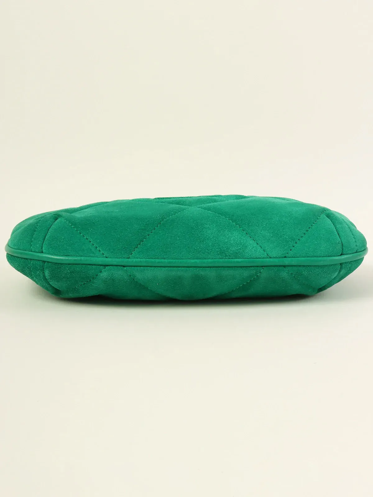 CHANEL Around 1990 Made Suede Cc Mark Stitch Tassel Clutch Bag Cobalt Green