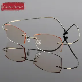Chashma Ottica Women's Rimless Rectangle Titanium Eyeglasses Tinted Lenses 6074w