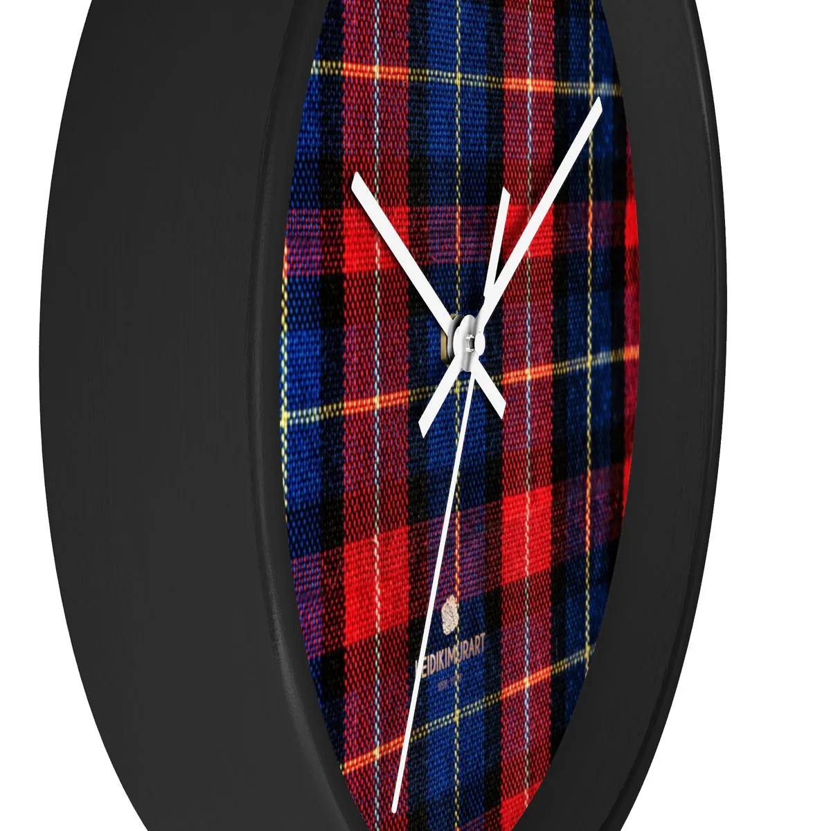 Classic Red Plaid Pattern London Calling Modern 10 in. Diameter Wall Clock-Made in USA
