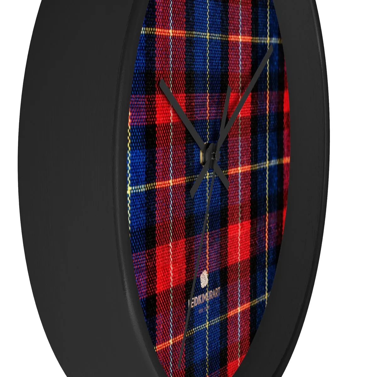 Classic Red Plaid Pattern London Calling Modern 10 in. Diameter Wall Clock-Made in USA
