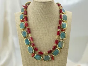 Coral Gemstone Handmade beaded necklace