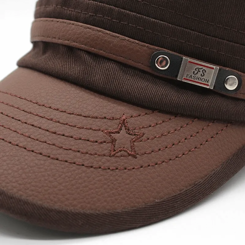 Cotton Military Hats for Men and Women / Adjustable Flat top Army Caps / Fashion Sun Hats