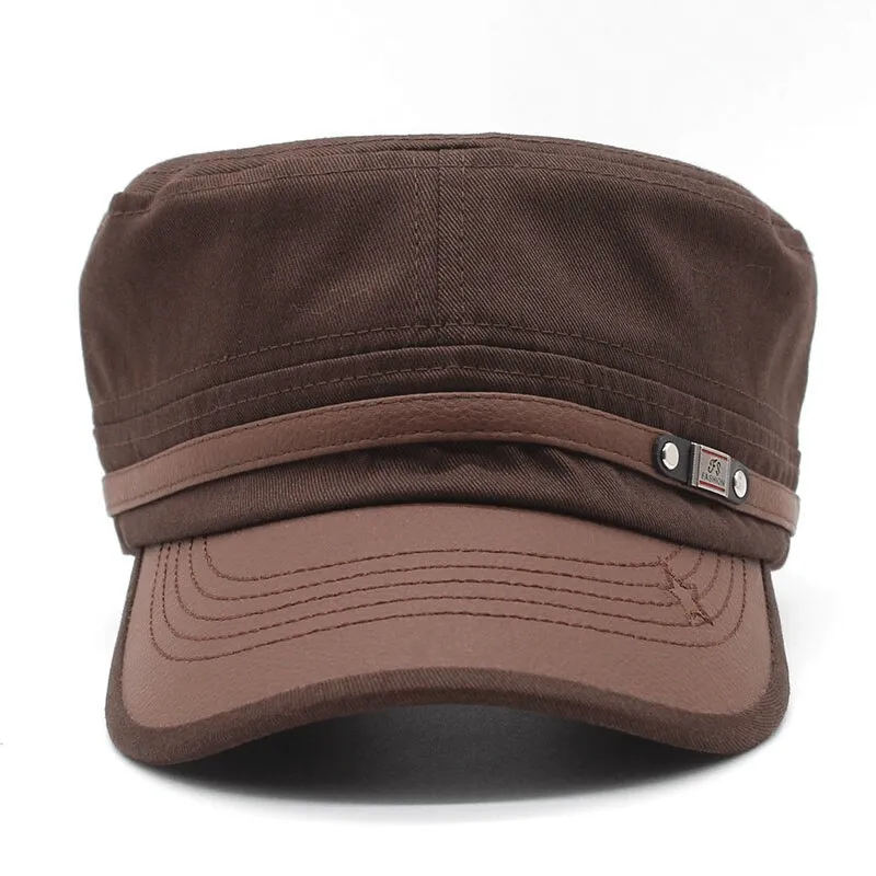 Cotton Military Hats for Men and Women / Adjustable Flat top Army Caps / Fashion Sun Hats