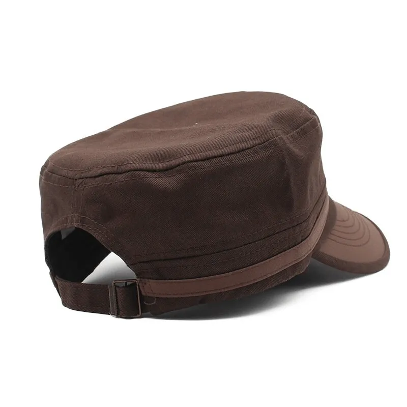 Cotton Military Hats for Men and Women / Adjustable Flat top Army Caps / Fashion Sun Hats