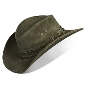Cowboy Hat Green Leather Western Trailblazer