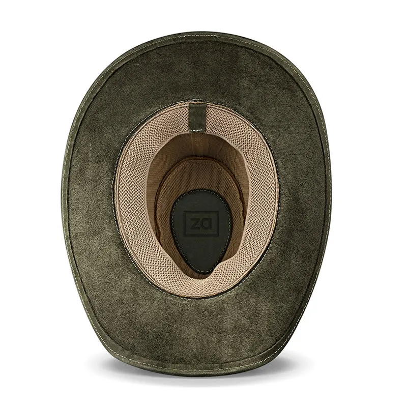 Cowboy Hat Green Leather Western Trailblazer