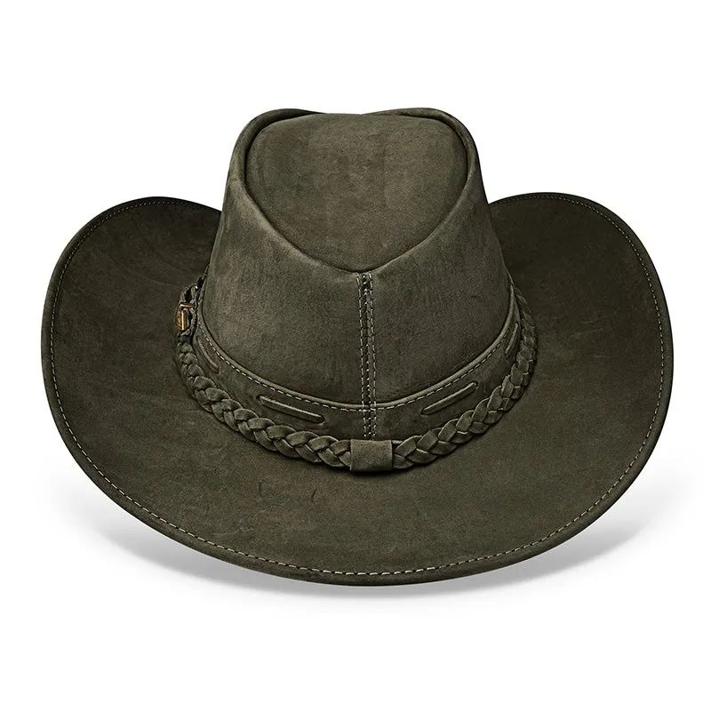 Cowboy Hat Green Leather Western Trailblazer