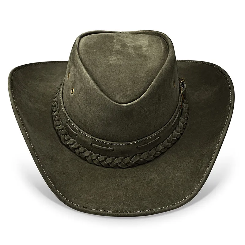 Cowboy Hat Green Leather Western Trailblazer
