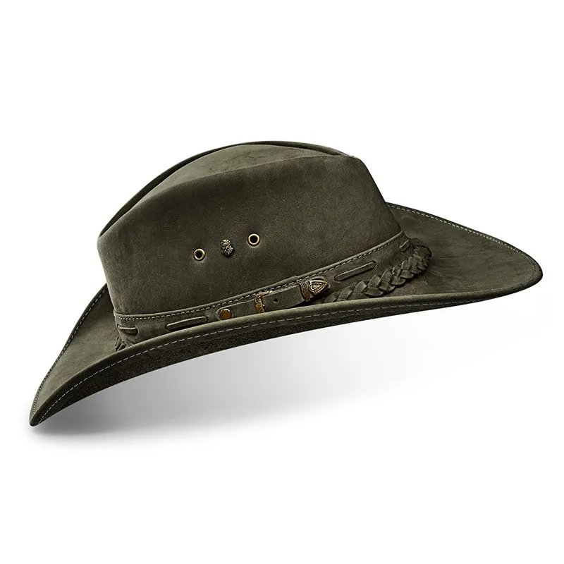 Cowboy Hat Green Leather Western Trailblazer