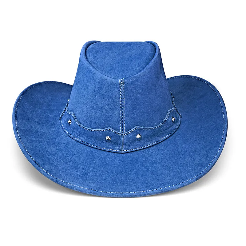 Cowboy Hat Western Blue Leather Ranger Star