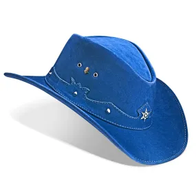 Cowboy Hat Western Blue Leather Ranger Star