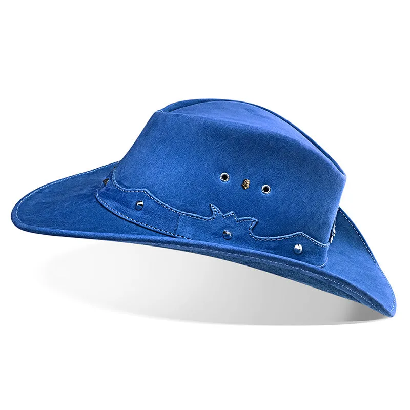Cowboy Hat Western Blue Leather Ranger Star