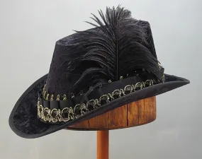 Crushed Velvet Tall Hat - Black / Black Gold