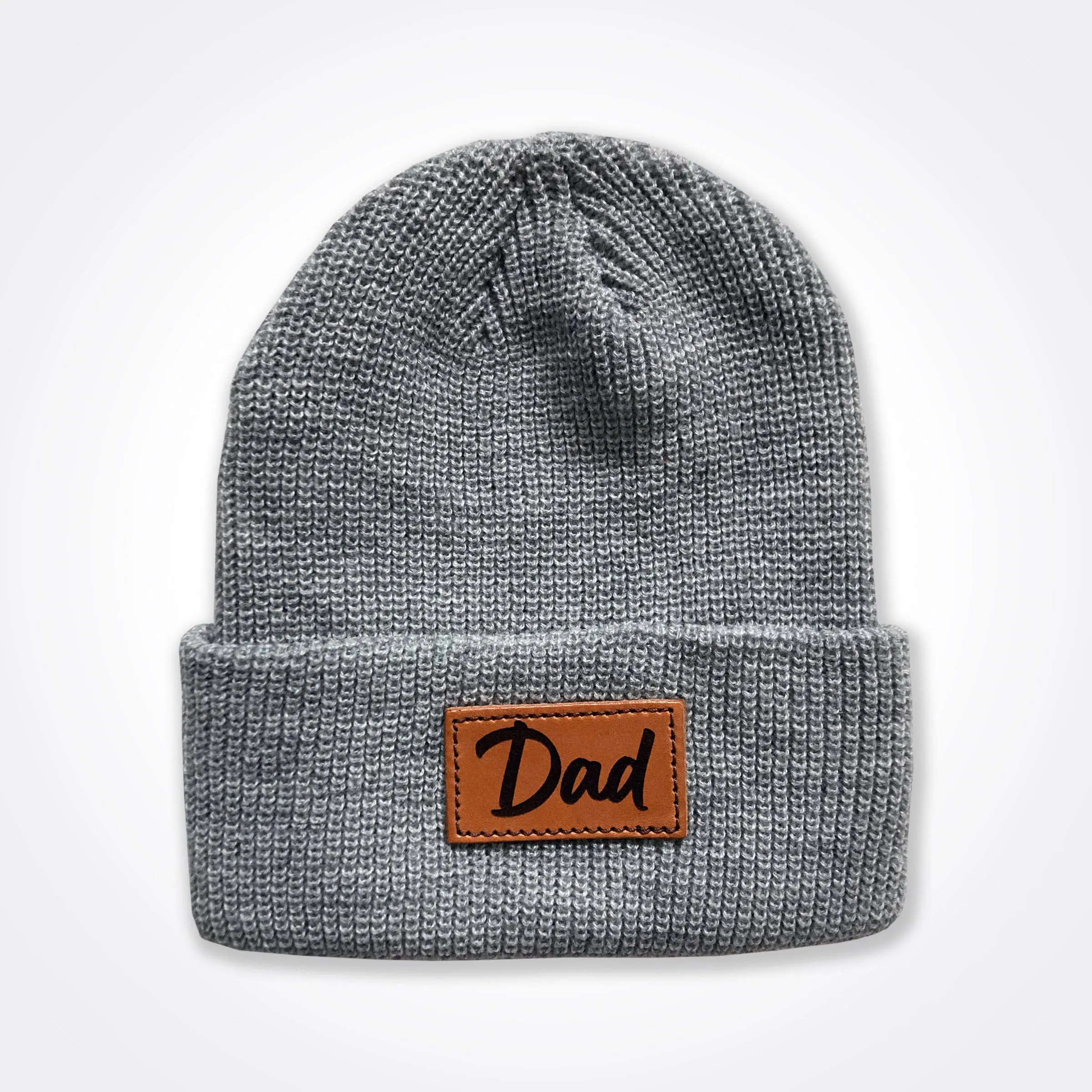 Dad Leather Patch Beanie In Black, Grey & Light Grey, Classic Winter Hat, Dad hat, Dad Gift, Dad of both