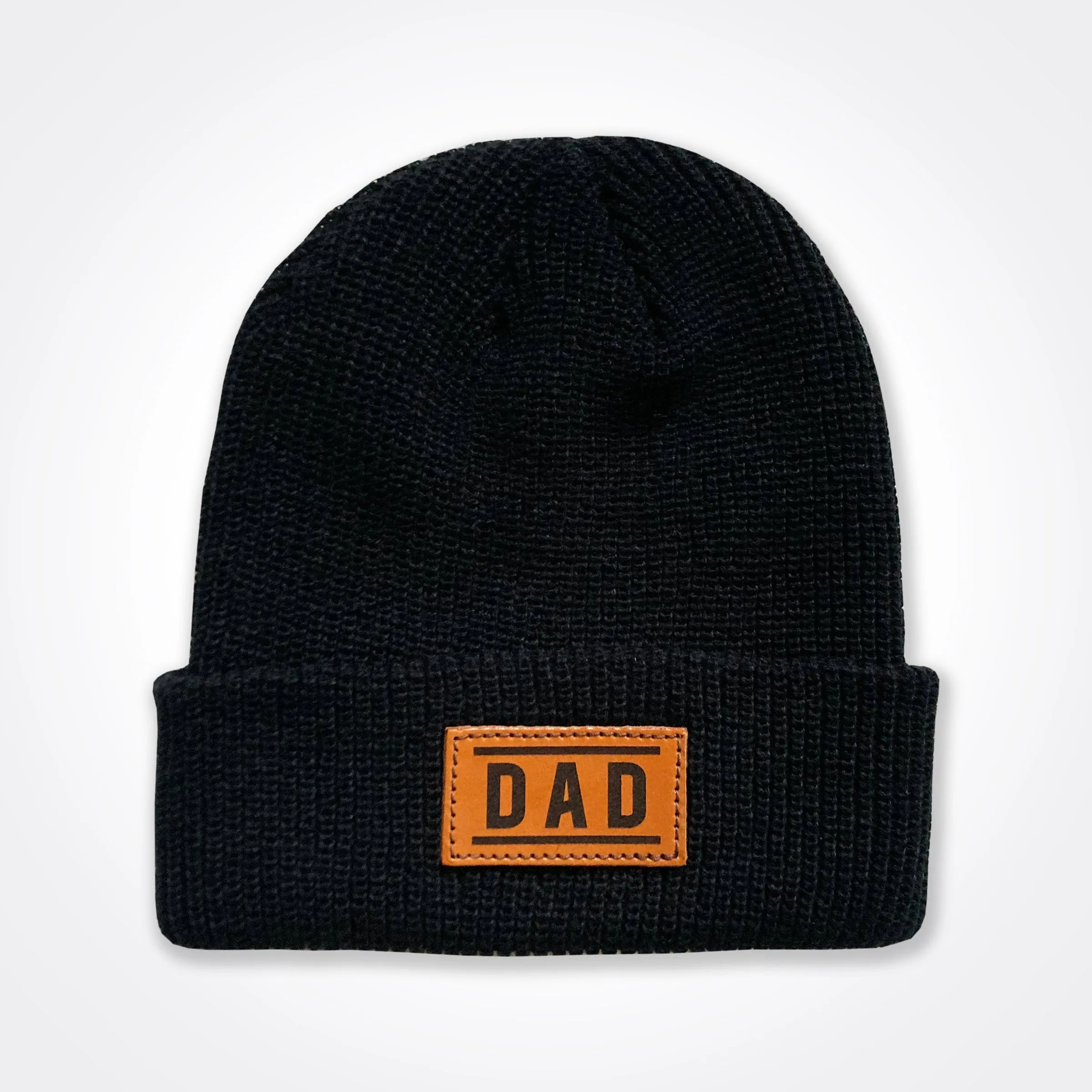 Dad Leather Patch Beanie In Black, Grey & Light Grey, Classic Winter Hat, Dad hat, Dad Gift, Dad of both