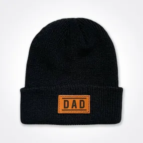 Dad Leather Patch Beanie In Black, Grey & Light Grey, Classic Winter Hat, Dad hat, Dad Gift, Dad of both