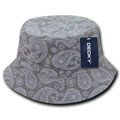 Decky Paisley Bandana Design Fitted Bucket Hats Caps Cotton Unisex