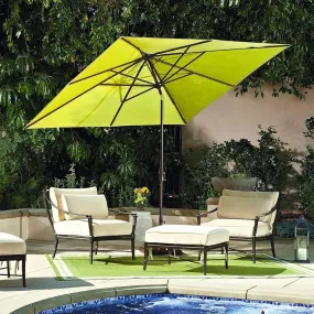 Deluxe Auto Tilt Bronze Aluminum 8 ft. x 10 ft. Forest Green Single Wind Vent Canopy Rectangle O'bravia2 Patio Umbrella - UM8810RT-00/4846 by Treasure Garden