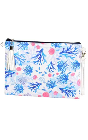 EAB9357 Blue Coral Print Crossbody/Clutch (L)