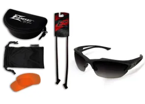Edge Tactical Eyewear Acid Gambit 2 Lens Kit - Soft-Touch Matte Black Frame / Polarized Gradient Smoke, Tiger's Eye Vapor Shield Lenses