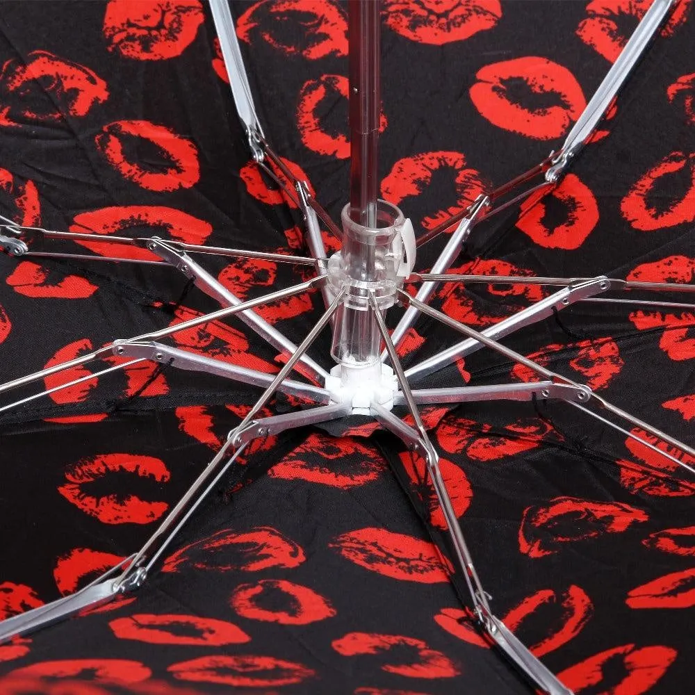 FabSeasons 5 fold Red Lips Printed Small Compact Manual Umbrella