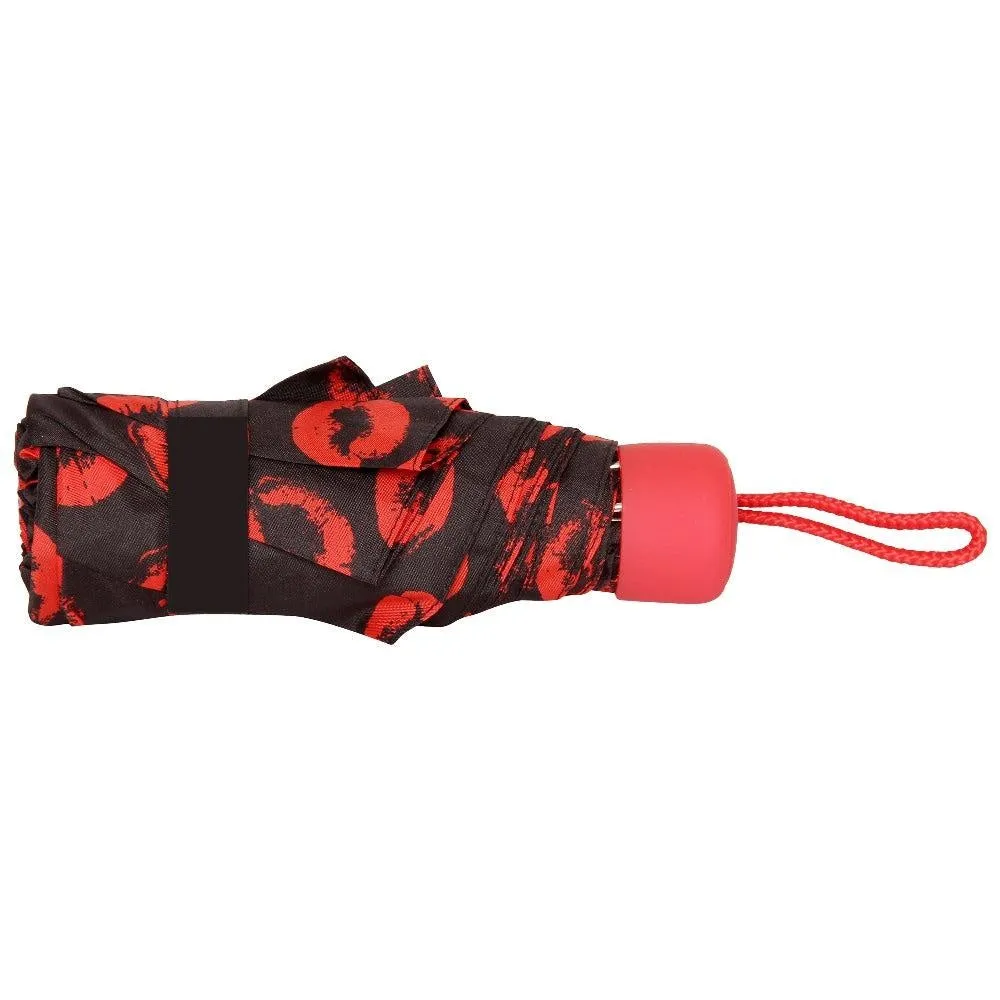 FabSeasons 5 fold Red Lips Printed Small Compact Manual Umbrella