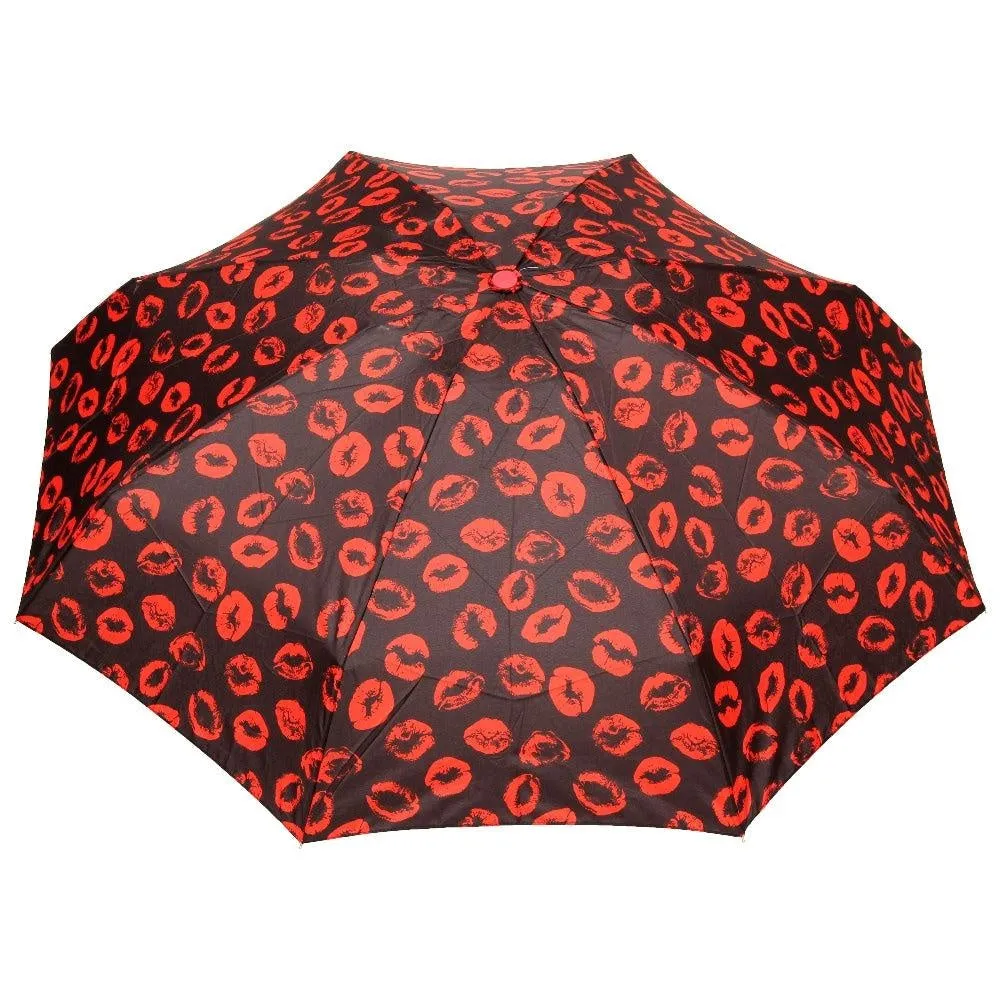 FabSeasons 5 fold Red Lips Printed Small Compact Manual Umbrella