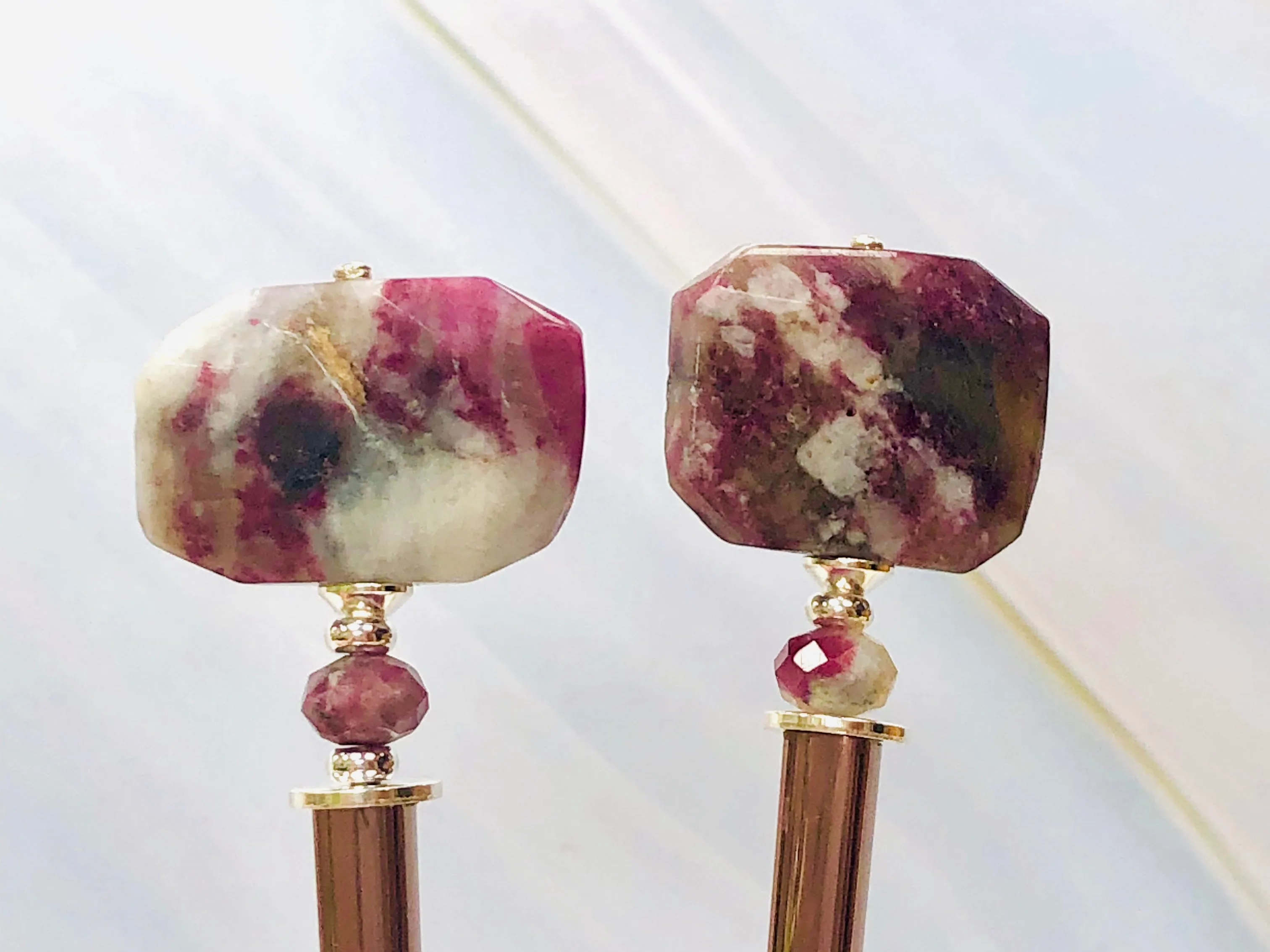 Faceted Tourmaline Gemstone Hair Sticks, Tourmaline Gemstone Hair Pin, shawl pin, sweater pin,