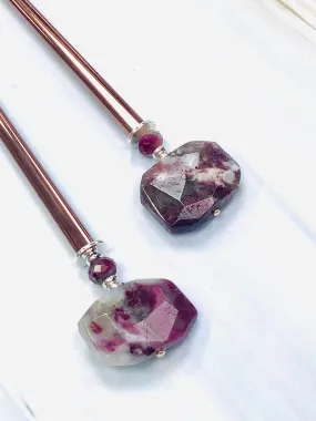 Faceted Tourmaline Gemstone Hair Sticks, Tourmaline Gemstone Hair Pin, shawl pin, sweater pin,