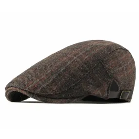 FBN Brown Tartan Wool Flat Cap