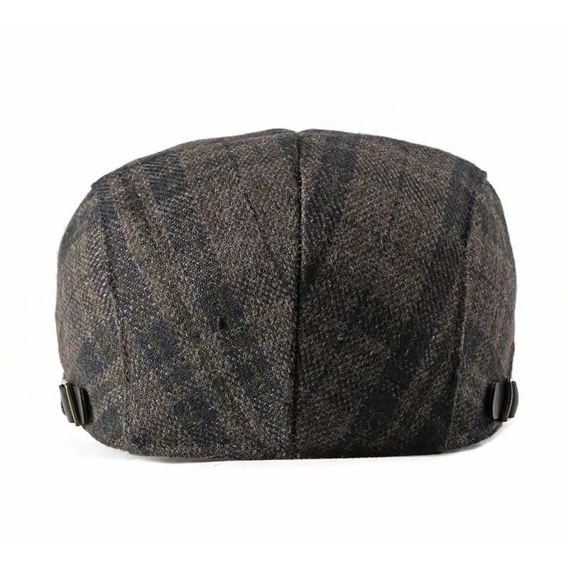 FBN Brown Tartan Wool Flat Cap