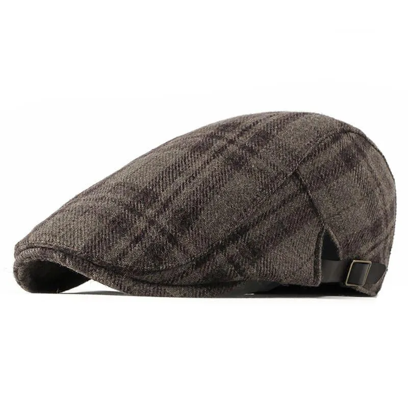 FBN Brown Tartan Wool Flat Cap